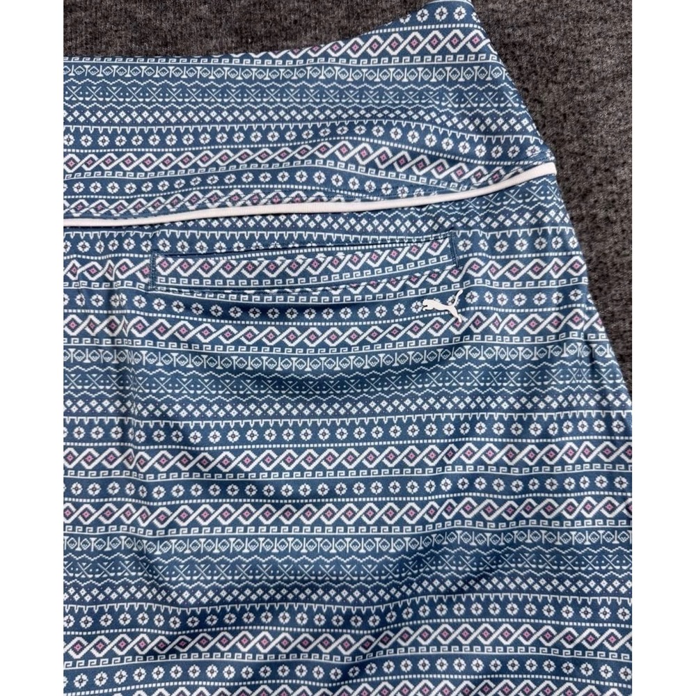 Puma Blake Skirt Womens Large Blue Geometric High Waist Golf Tennis Skort UPF 40 - Picture 8 of 9